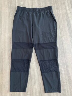 LULULEMON Black Mesh Panel Thin Track Pants.
